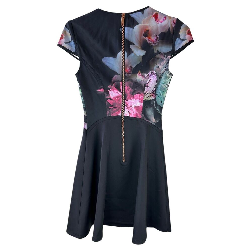 Ted Baker Skater Dress in Ethereal Posie Floral Scuba-Like Mini Dress Size 0 - Picture 11 of 16